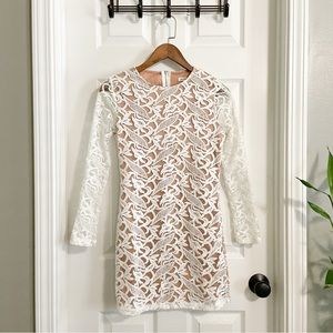 White + Nude Lace Mini Dress